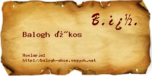 Balogh Ákos névjegykártya